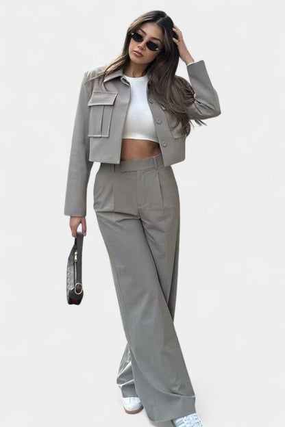 Anna | Kurze Jacke & weite Hose Set