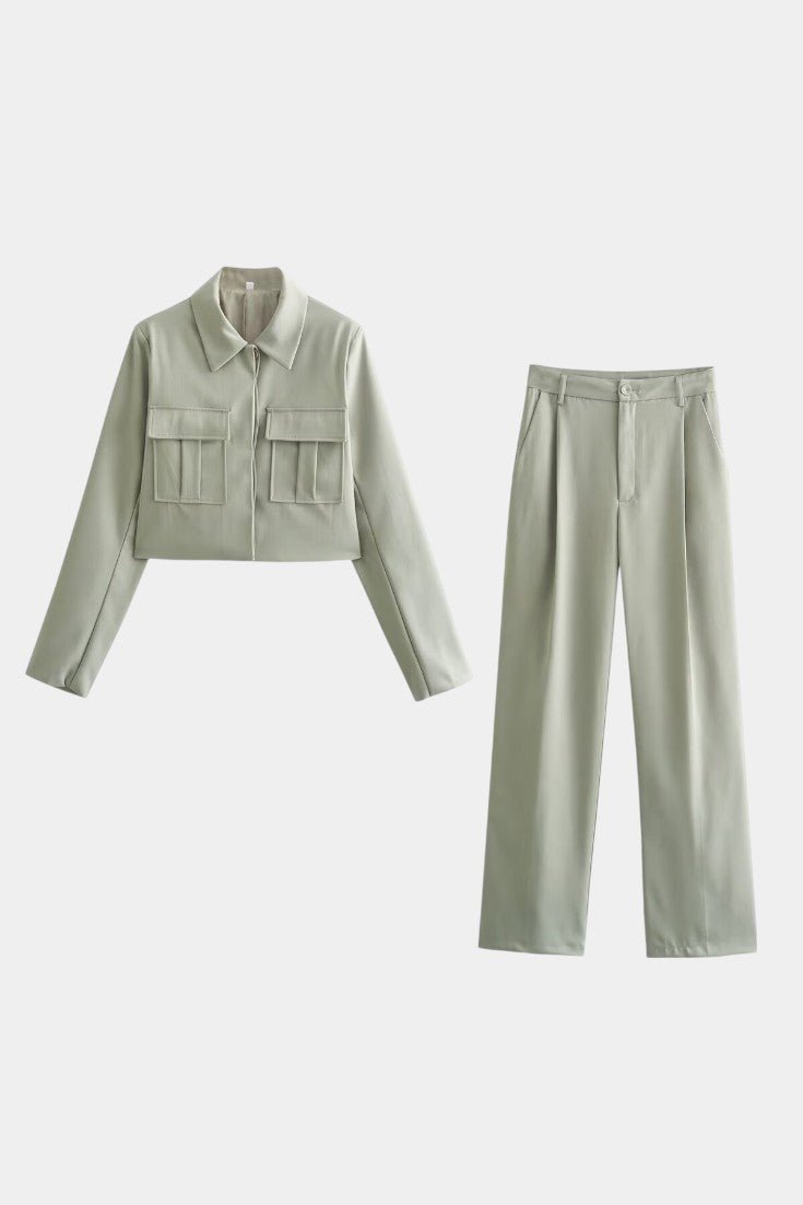 Anna | Kurze Jacke & weite Hose Set