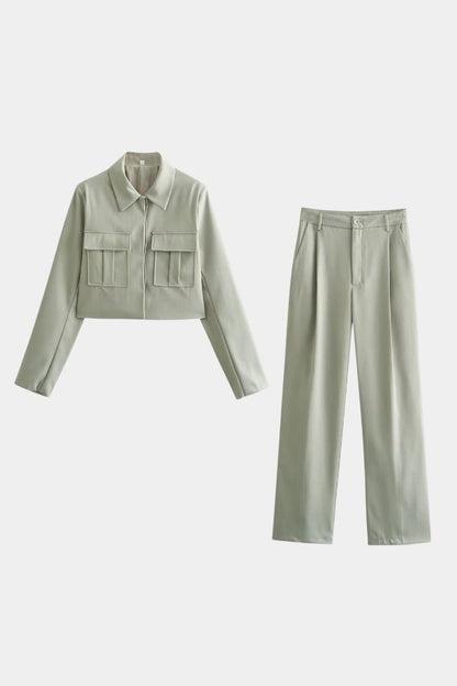 Anna | Kurze Jacke & weite Hose Set