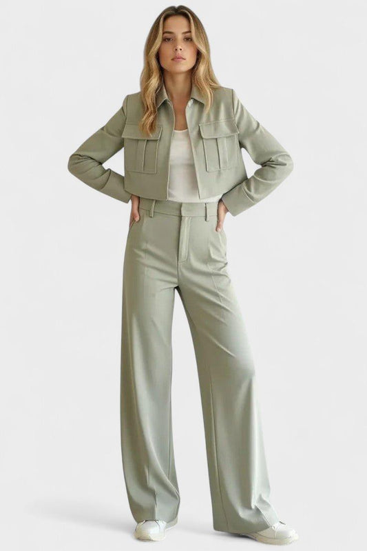 Anna | Kurze Jacke & weite Hose Set