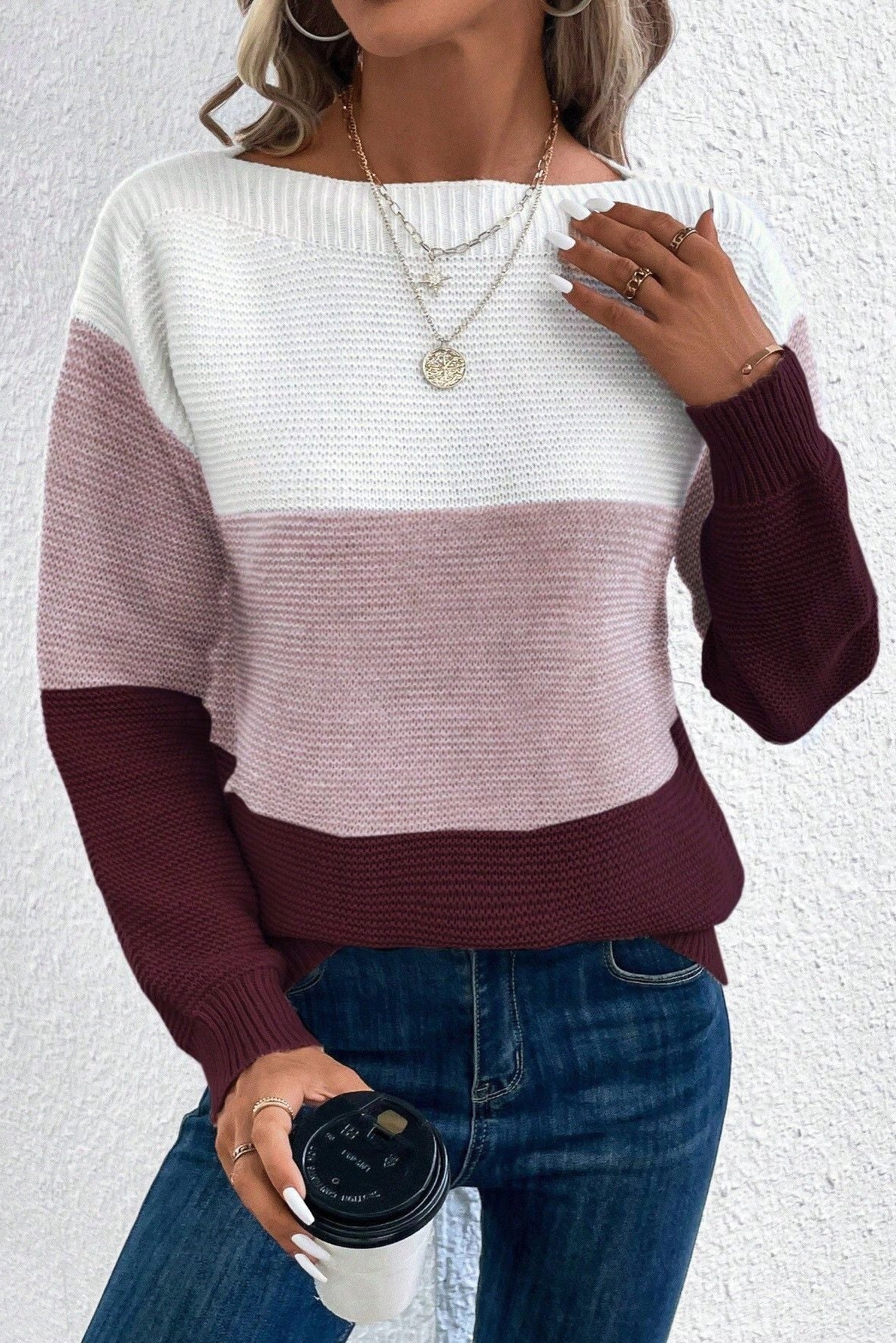 Anna | Colorblock-Pullover in Flieder