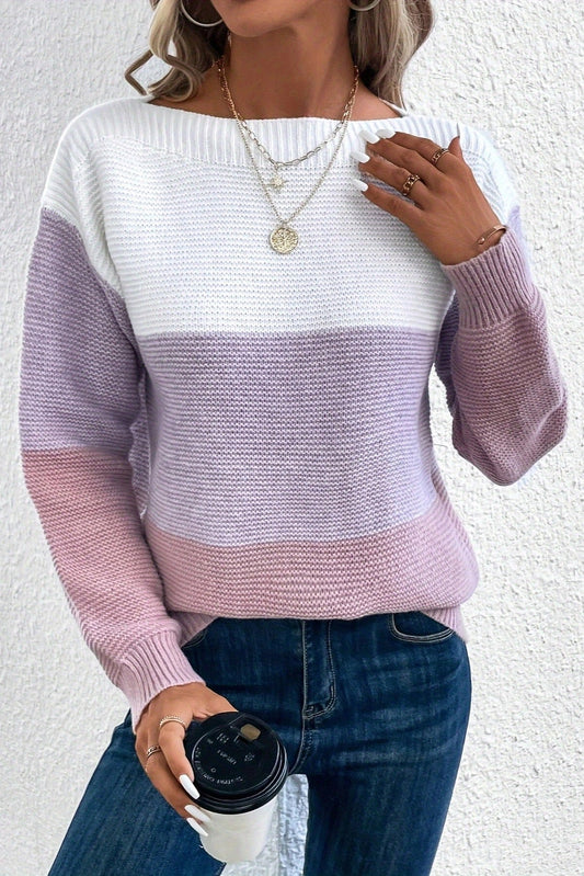 Anna | Colorblock-Pullover in Flieder