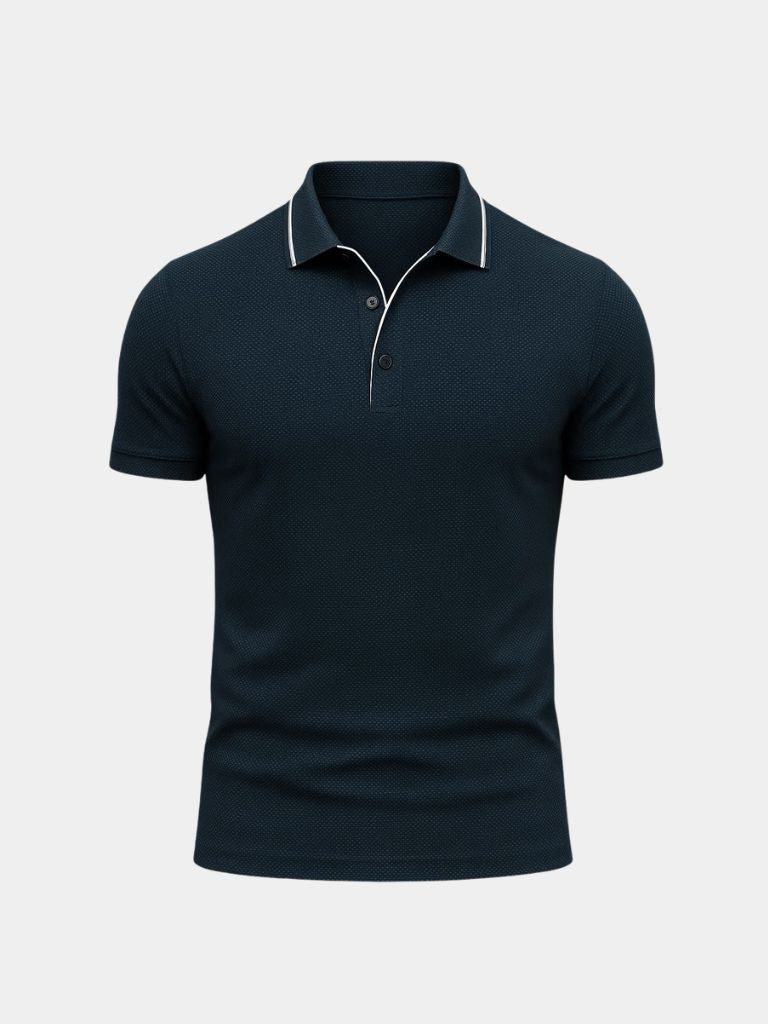 Arno | Blaues Poloshirt mit Kontrastdetails