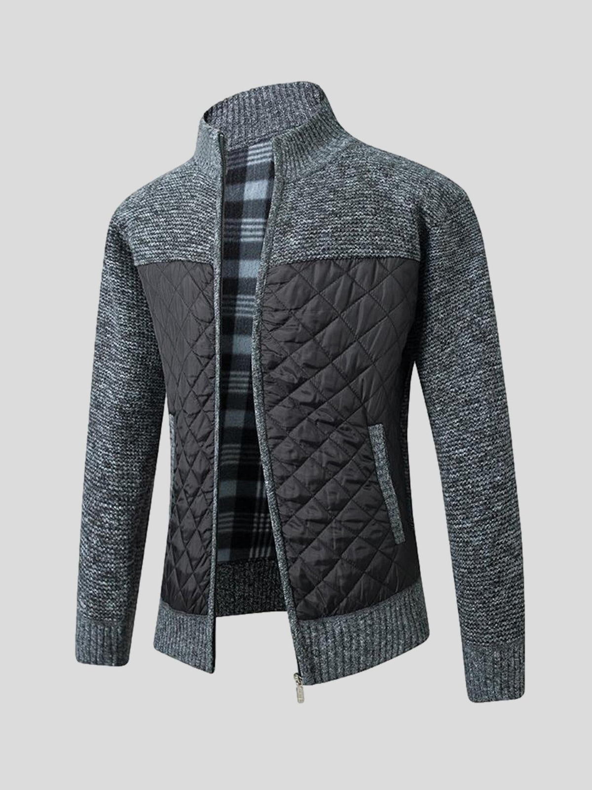 Arno | Anthrazitfarbene Strick-Steppjacke