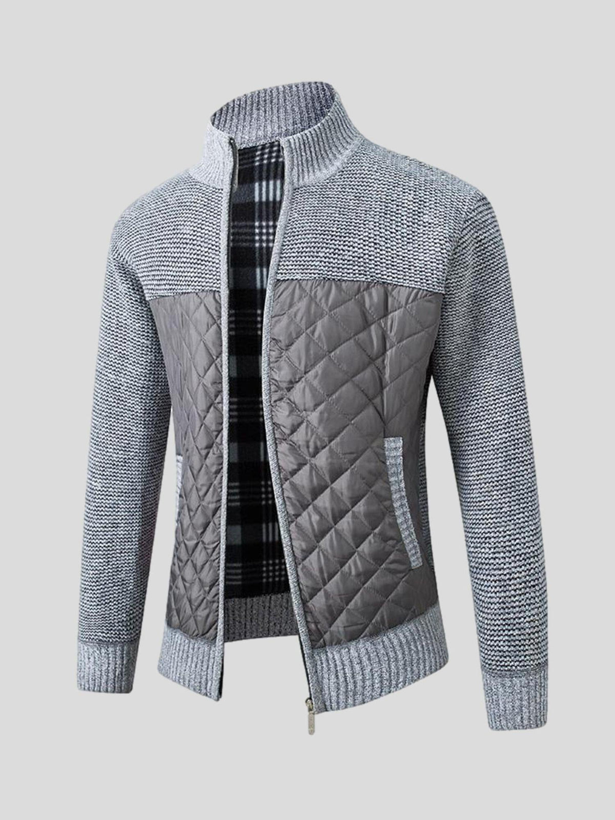 Arno | Anthrazitfarbene Strick-Steppjacke