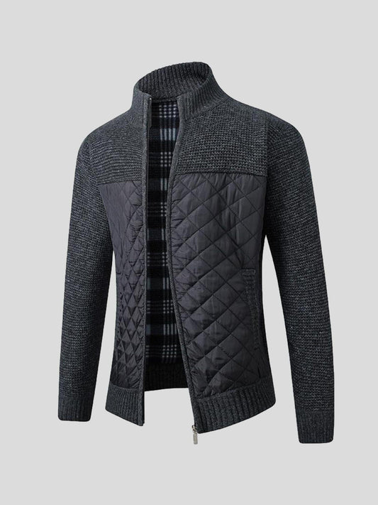 Arno | Anthrazitfarbene Strick-Steppjacke