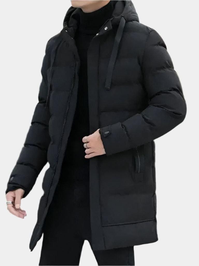 Arnulf | Schwarze Steppjacke mit Kapuze