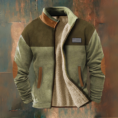 Anton | Braun-schwarze Fleecejacke mit Kontrasteinsätzen