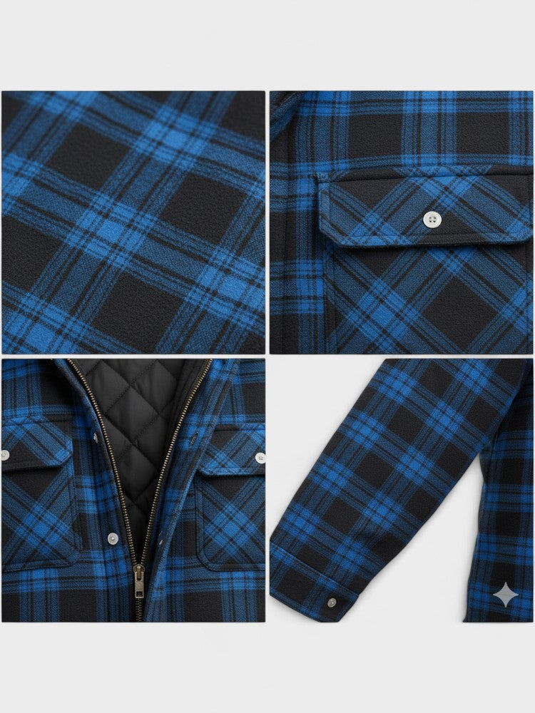 Alfred | Blau karierte Kapuzenjacke