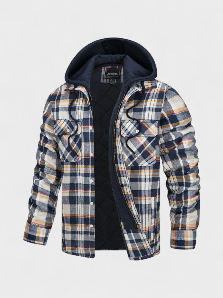 Alfred | Blau karierte Kapuzenjacke