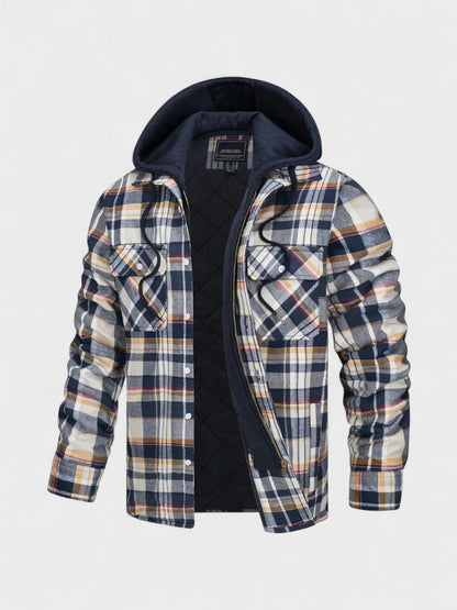 Alfred | Blau karierte Kapuzenjacke