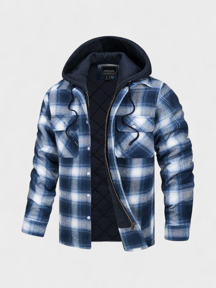 Alfred | Blau karierte Kapuzenjacke