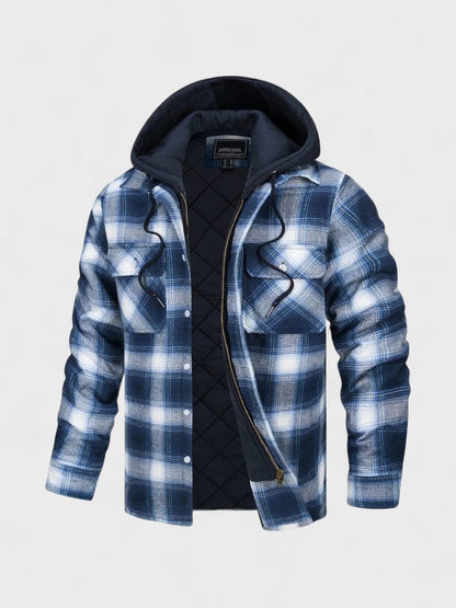 Alfred | Blau karierte Kapuzenjacke