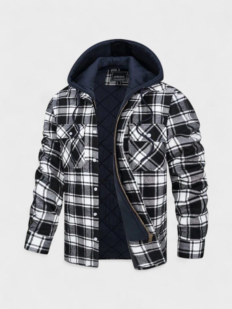 Alfred | Blau karierte Kapuzenjacke