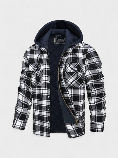 Alfred | Blau karierte Kapuzenjacke