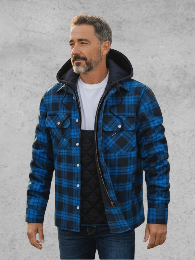 Alfred | Blau karierte Kapuzenjacke