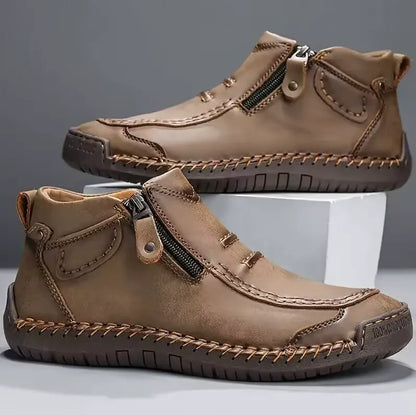 Adalbert | Braune Freizeit-Schuhe mit Reißverschluss