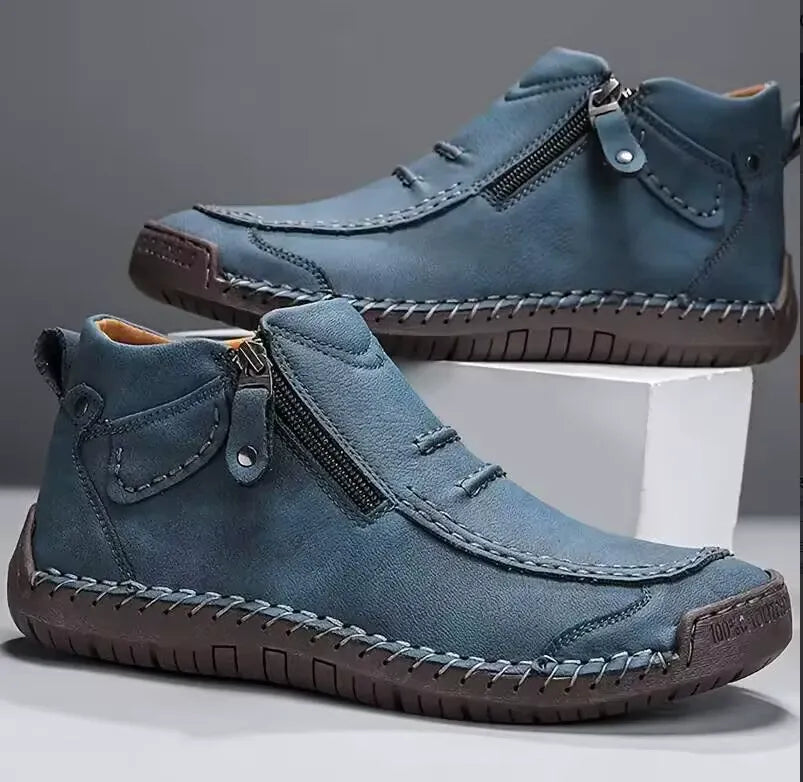 Adalbert | Braune Freizeit-Schuhe mit Reißverschluss