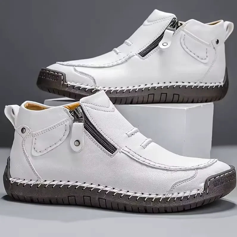 Adalbert | Braune Freizeit-Schuhe mit Reißverschluss