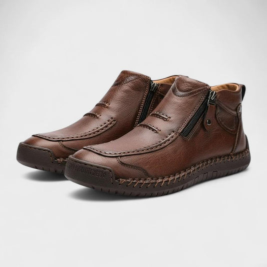 Adalbert | Braune Freizeit-Schuhe mit Reißverschluss