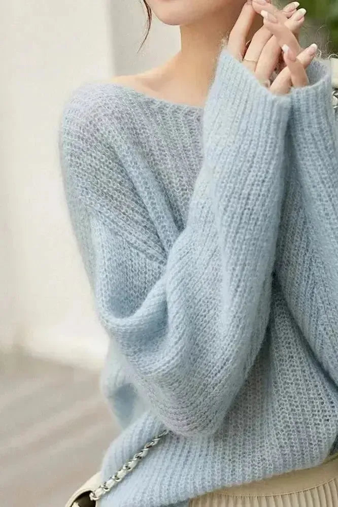 Esther | Pullover mit weitem Ausschnitt in Elfenbein