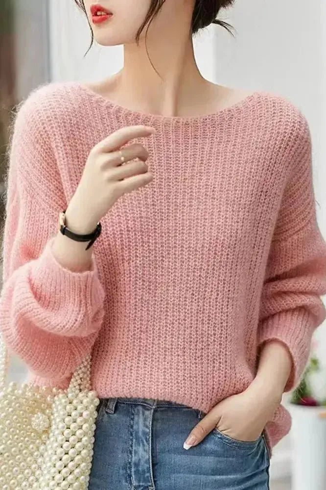 Esther | Pullover mit weitem Ausschnitt in Elfenbein