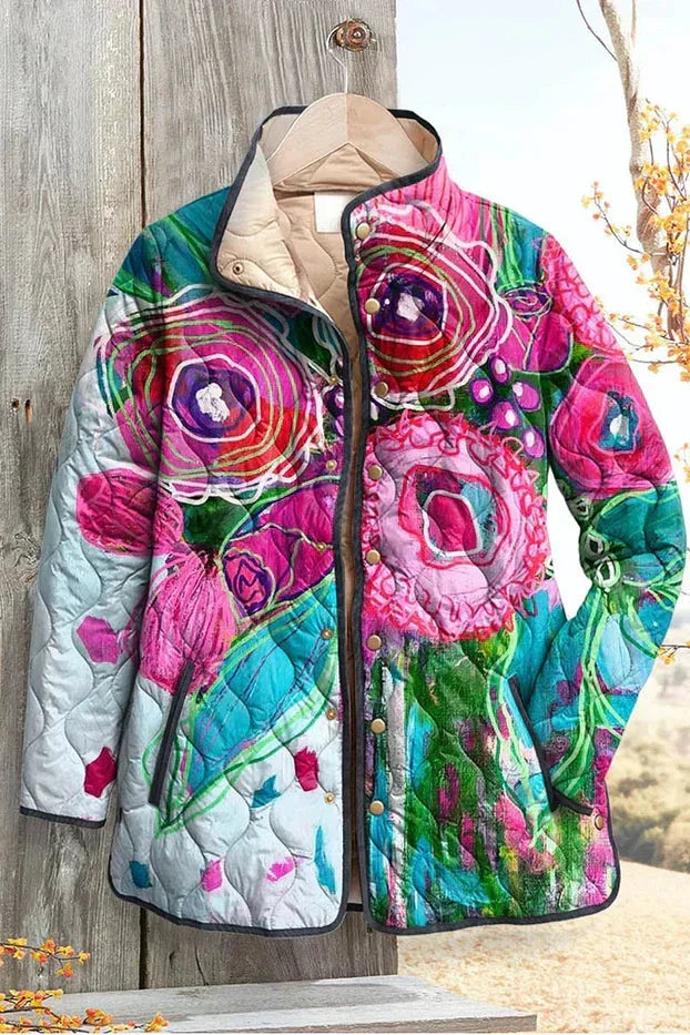 Astrid | Gesteppte Jacke mit abstraktem Blumenmuster