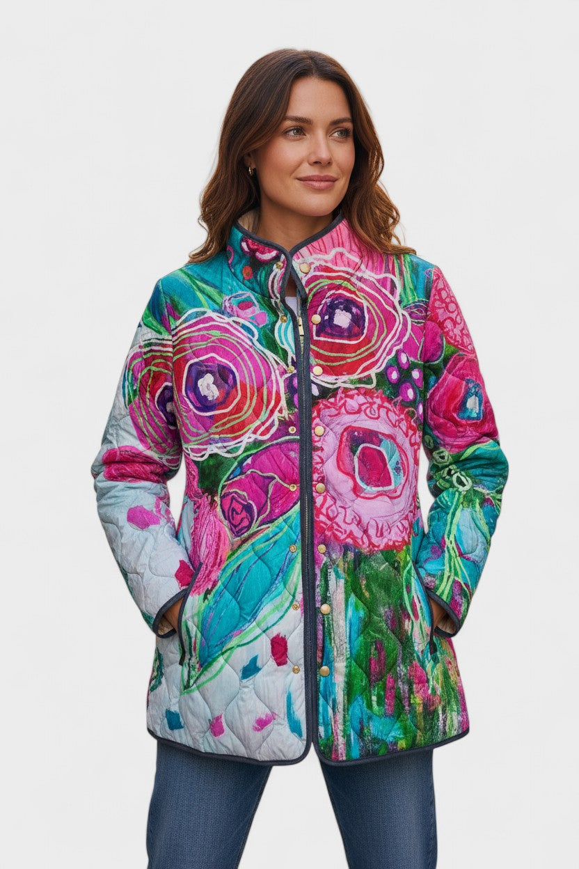 Astrid | Gesteppte Jacke mit abstraktem Blumenmuster