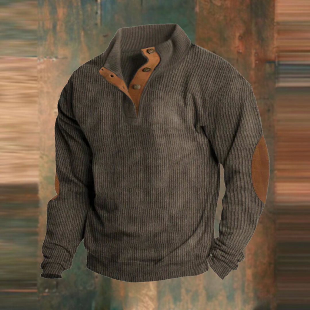 Augustin | Olivgrüner Rippstrick-Pullover mit Troyerkragen