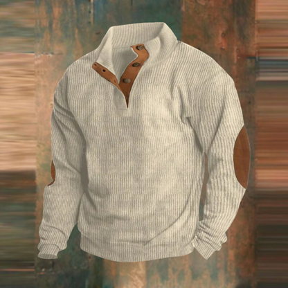 Augustin | Olivgrüner Rippstrick-Pullover mit Troyerkragen