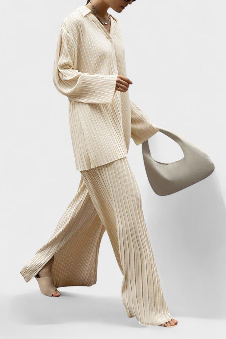 Augusta | Plissiertes Oberteil & weite Hose Set