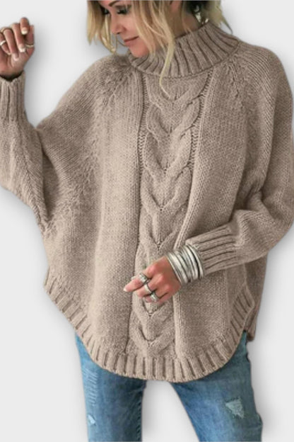 Augusta | Blauer Zopfmusterpullover