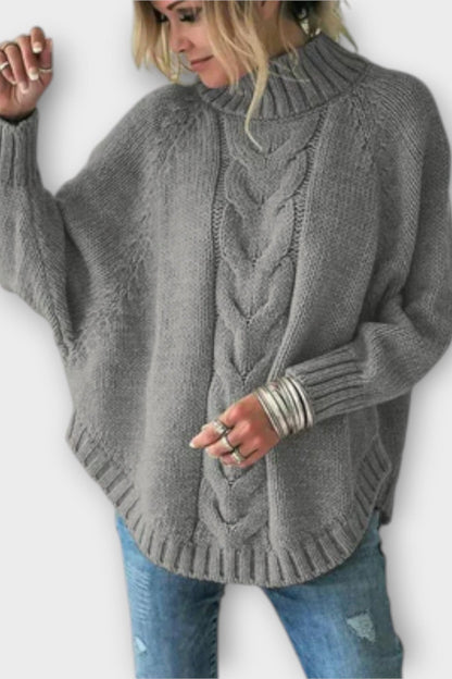 Augusta | Blauer Zopfmusterpullover