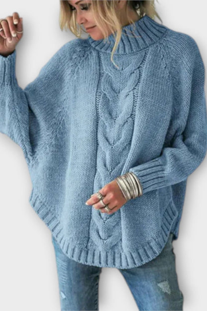 Augusta | Blauer Zopfmusterpullover
