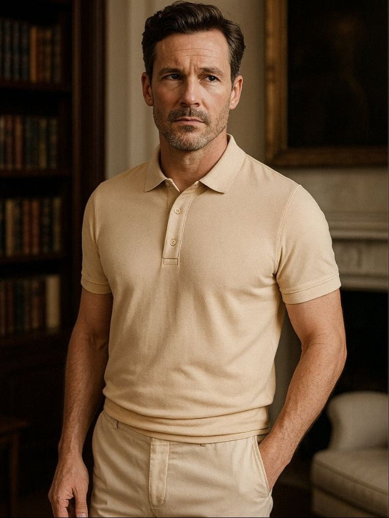 Achim | Klassisches cremefarbenes Poloshirt