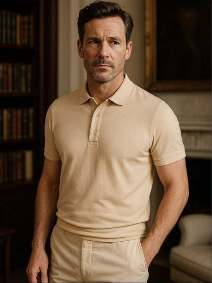 Achim | Klassisches cremefarbenes Poloshirt