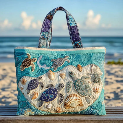 Ina | Gesteppte Tragetasche mit Motiv Schildkröten und Muscheln