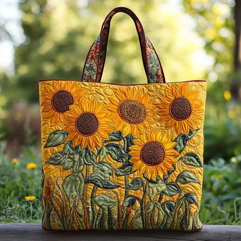 Elisa | Gesteppte Tragetasche mit Motiv Sonnenblumen