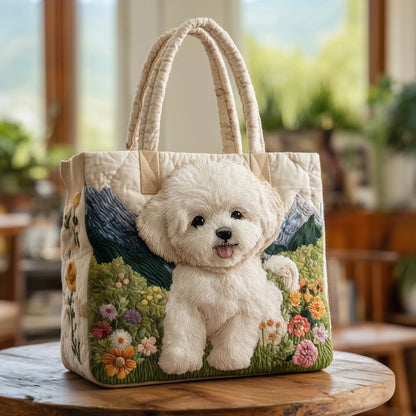 Maria | Gesteppte Tragetasche mit Motiv Bichon Frise