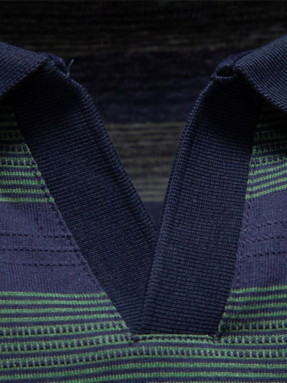 Benjamin | Grau gestreiftes Poloshirt