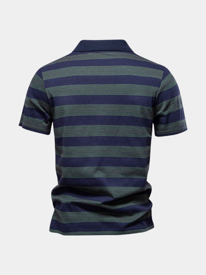Benjamin | Grau gestreiftes Poloshirt