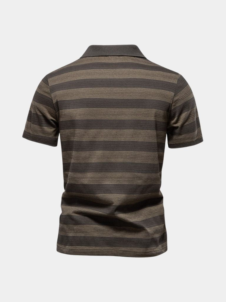 Benjamin | Grau gestreiftes Poloshirt