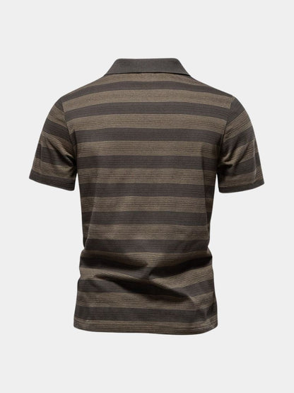 Benjamin | Grau gestreiftes Poloshirt