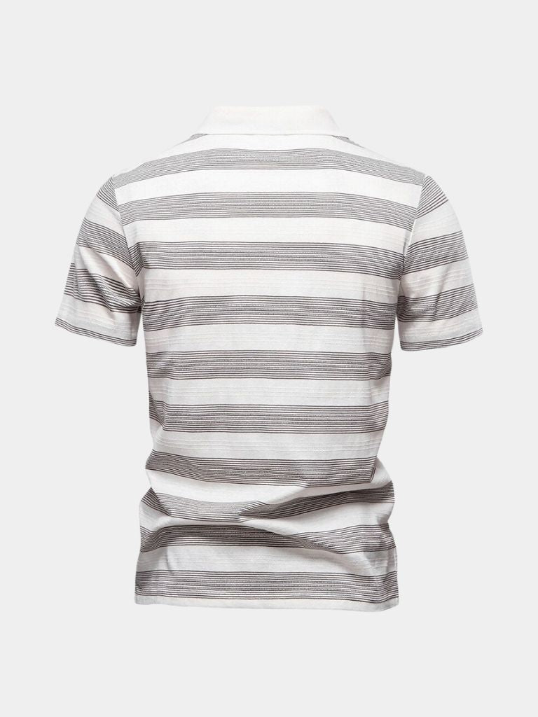 Benjamin | Grau gestreiftes Poloshirt