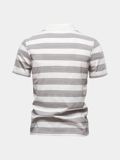 Benjamin | Grau gestreiftes Poloshirt