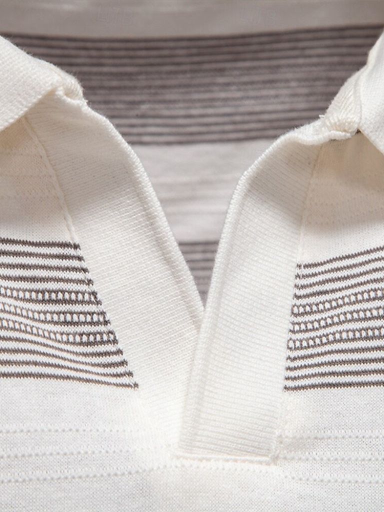 Benjamin | Grau gestreiftes Poloshirt