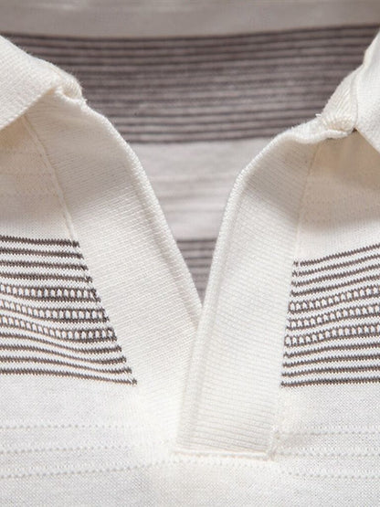 Benjamin | Grau gestreiftes Poloshirt