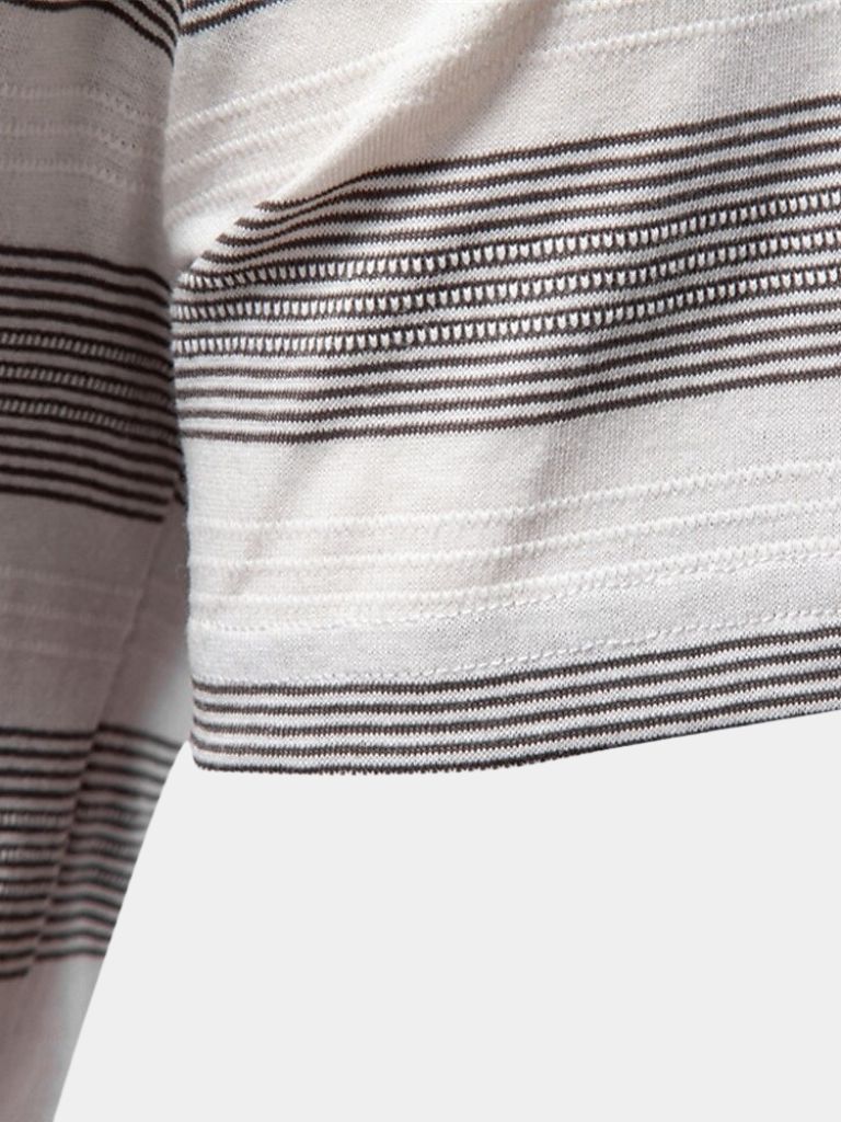 Benjamin | Grau gestreiftes Poloshirt