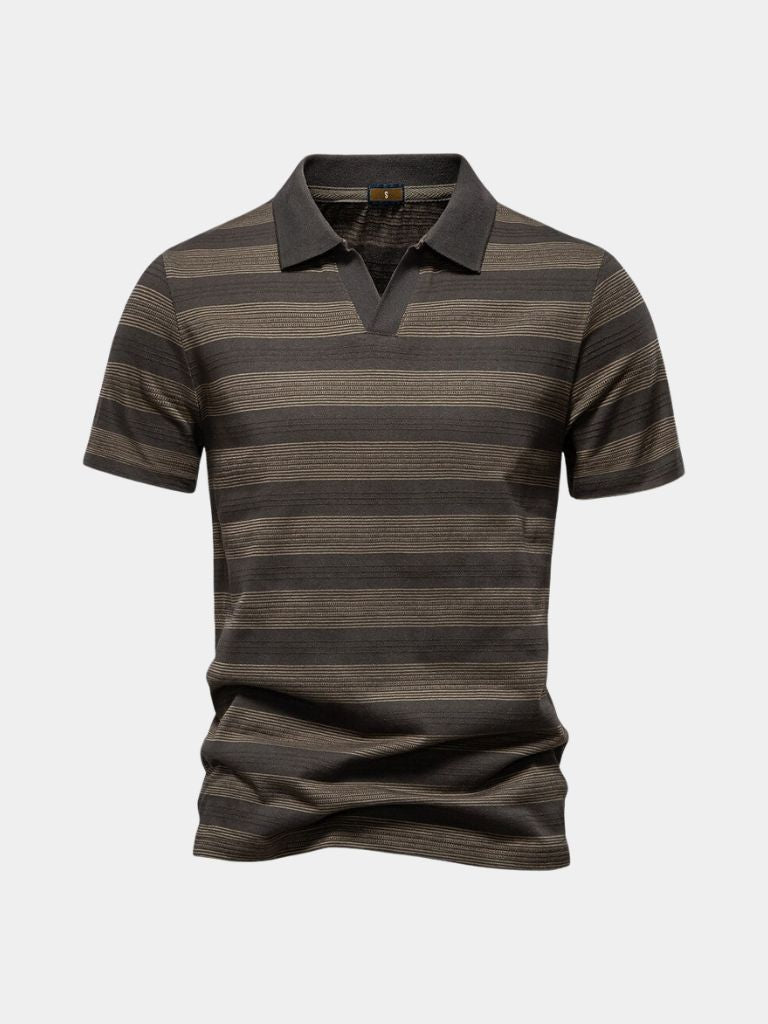 Benjamin | Grau gestreiftes Poloshirt