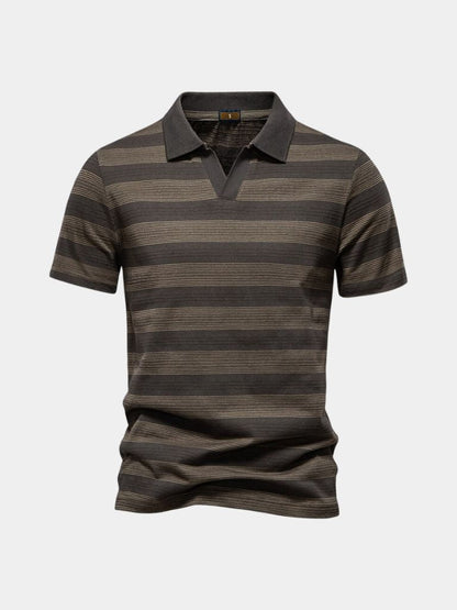 Benjamin | Grau gestreiftes Poloshirt